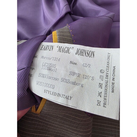 Earvin Magic Johnson 42R 36 Gray Striped Mens Jacket Pants Suit - Picture 6 of 16